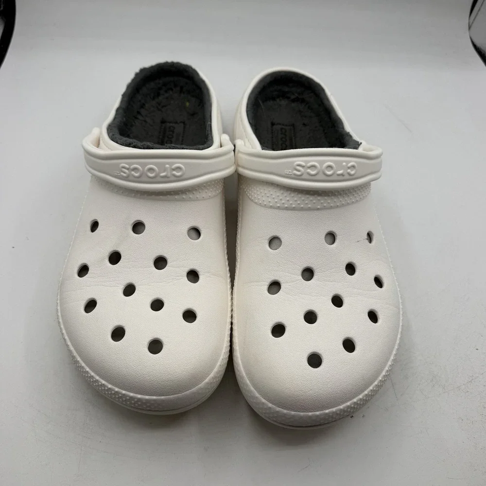 Crocs Classic Lined Clogs Mens Sz 13 White Slip On Shoes 203591